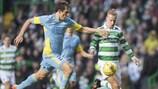 Astana's Yuri Logvinenko (left) and Leigh Griffiths of Celtic were both on target in the teams' 2016/17 tie