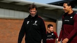 Jürgen Klopp talks to skipper Virgil van Dijk ahead of Liverpool training