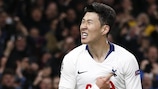 Tottenham's Son Heung-Min celebrates scoring the only goal of the first leg