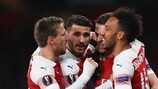 Arsenal celebrate their first-leg victory