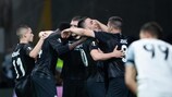 Los jugadores del Frankfurt celebran el segundo gol contra el Benfica