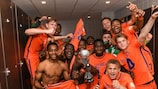 A Holanda festeja após ganhar a final de 2018