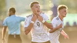 Jann-Fiete Arp celebrates the goal that sent Germany through to a semi-final against Spain