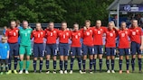 The Norway team line up prior to kick-off