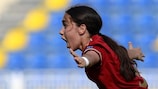 Lorena Navarro takes the acclaim after her first goal against Italy