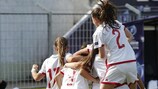 Spain celebrate Lorena Navarro's goal