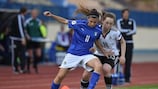 Italy's Sofia Cantore vies with Anna Hausdorff of Germany during the goalless stalemate