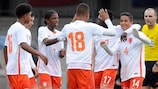 Holanda celebra un tanto durante la fase de clasificación