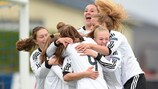 Germany celebrate Victoria Krug's opener against Iceland in Group A