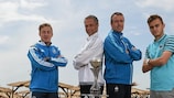 The captains and coaches of Germany and France on Pomorie's South Beach ahead of the final