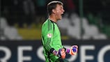 Germany's Constantin Frommann shows his delight after saving his second penalty of the shoot-out