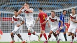 Niklas Schmidt scored a long-range goal in Germany's 2-0 defeat of Belgium on Wednesday