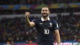 Karim Benzema celebrates one of his 25 goals for France