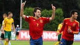 Iker Hernández of Spain celebrates a goal against Lithuania