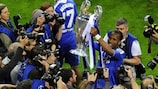 Man of the match Didier Drogba celebrates with the UEFA Champions League trophy