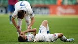 Lukáš Haraslín despairs at the final whistle against Italy