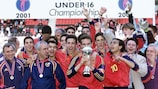 Spain rejoice after winning the final UEFA European Under-16 Championship