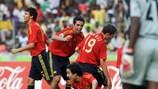 Los jugadores de España celebran uno de los goles conseguidos en Nigeria