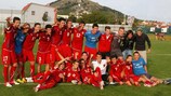 The Czech Republic celebrate after topping Group 11 with a perfect record