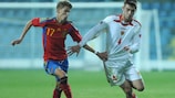 Samuel Castillejo of Spain takes on Montenegro's Danilo Šarkić