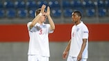 England's Luke Garbutt (left) applauds the crowd after beating Turkey 2-1
