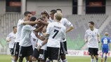 Germany celebrate Marc Stendera's goal against Iceland