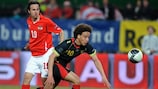 Austria's Martin Harnik (left) competes with Belgium's Axel Witsel