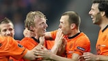 Ruud van Nistelrooy (right) was among the scorers for the Netherlands on Tuesday
