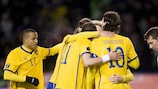 Sebastian Larsson takes the plaudits after scoring Sweden's second goal against Moldova