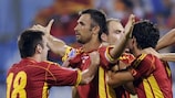 Mirko Vucinic (centre) has scored two goals in Montenegro's impressive start to qualifying
