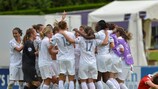 A equipa francesa festeja o apuramento para a final do Campeonato da Europa Feminino Sub-17