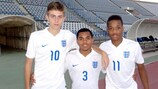 England goalscorers William Patching, Jay Dasilva and Christopher Willock after the 3-1 defeat of France
