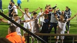 Bosnia and Herzegovina celebrate their penalty shoot-out win