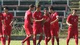 Portugal celebrate during their successful elite round campaign