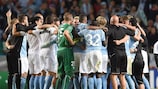 Malmö celebrate after eliminating Salzburg to qualify for the group stage