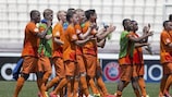 Netherlands players enjoy their opening-day success