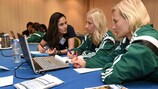 Referees Efthalia Mitsi, Gyöngyi Gaal and Bibiana Steinhaus at the winter course in Athens