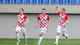 Croatia celebrate scoring against Azerbaijan