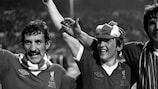 Kenny Dalglish celebrates winning the 1978 European Champion Clubs' Cup final with Liverpool