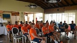 Players from the Netherlands at an Under-19 education session
