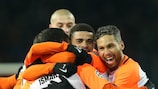 Shakhtar celebrate reaching the round of 16