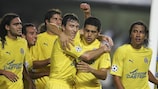 Juan Román Riquelme celebrates after converting a penalty against Benfica in 2005