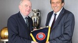 Football Association of Ireland president Paddy McCaul meets UEFA president Michel Platini