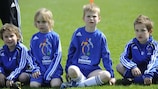 Children at a UEFA Grassroots Workshop practical session