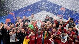 Liverpool players celebrate winning the 2018/19 UEFA Champions League
