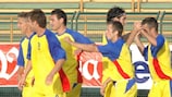 Игроки "Олцении" празднуют гол в ворота "Приволжье"