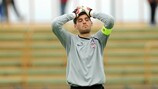 Centre Zagreb goalkeeper Nikola Durdek shows his disappointment against Oltenia