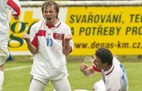 Zlín's Jiři Valášek celebrates reaching the UEFA Regions' Cup finals