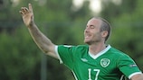 Leinster & Munster's Ray Whelehan celebrates scoring against Belgrade