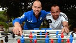 Franco Ballarini and Imre Domokos meet for a game of table football